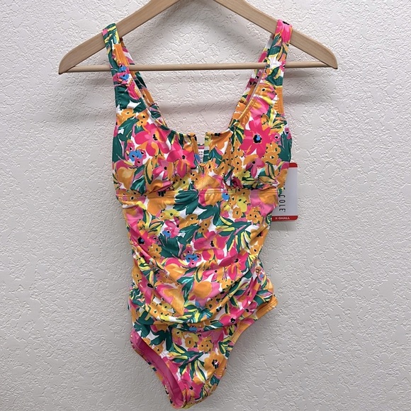 Anne Cole V Wire One Piece Swim Suit in Sunshine Floral XS - Picture 3 of 9